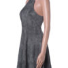 Velvet Halter Lace Up Pleated Flare Skater Dress - Image 2