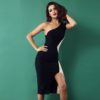 Vestidos  One Shoulder Side Split Celebrity bodycon dress