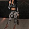 Vestidos Sequins Tops and Pant Two Pieces Evening Party Set