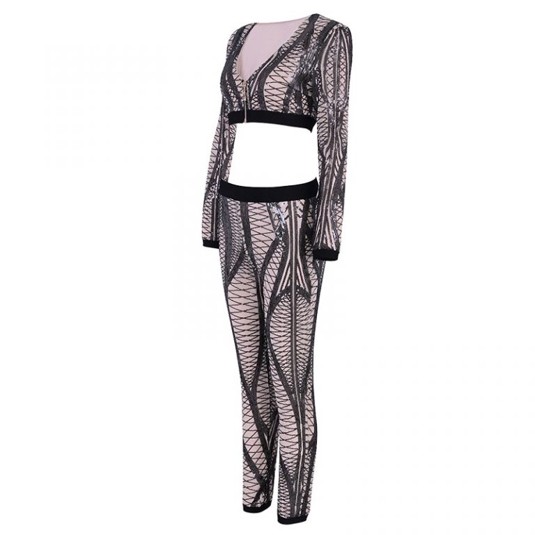 Vestidos Sequins Tops and Pant Two Pieces Evening Party Set - Image 4