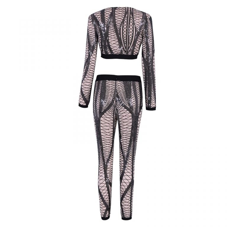 Vestidos Sequins Tops and Pant Two Pieces Evening Party Set - Image 5