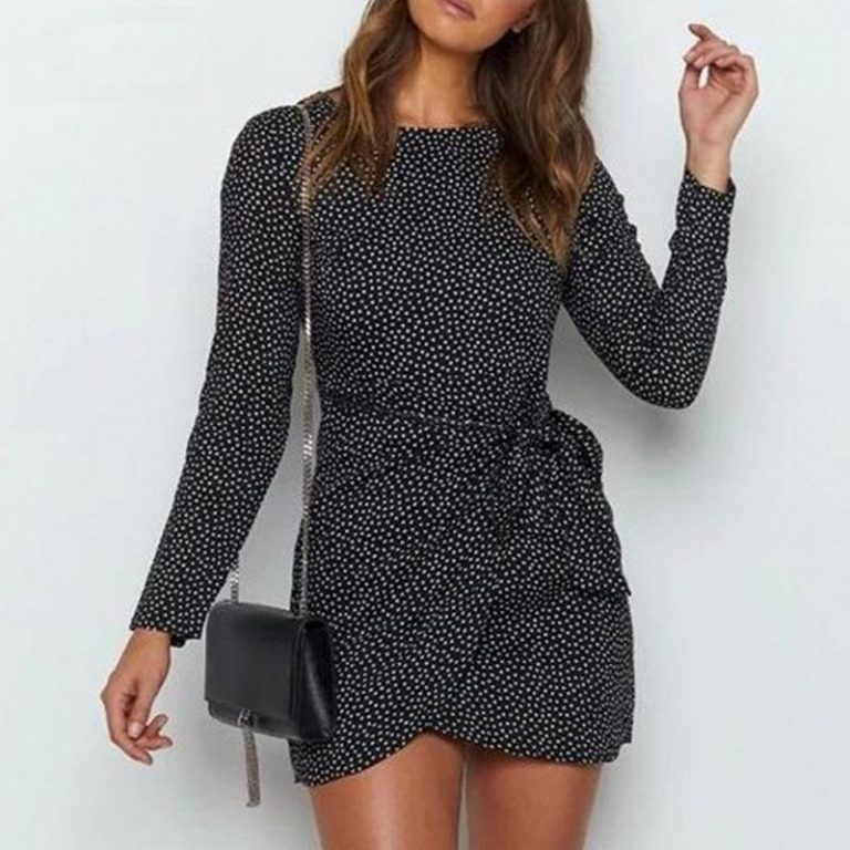 Vintage Wrap Fashion Polka Dot Chiffon Larger Dress - Image 3