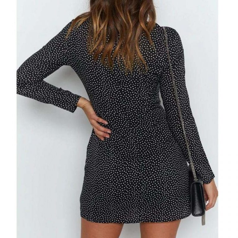 Vintage Wrap Fashion Polka Dot Chiffon Larger Dress - Image 5