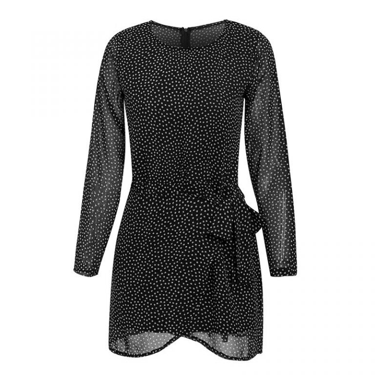 Vintage Wrap Fashion Polka Dot Chiffon Larger Dress - Image 6