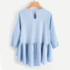 Woman Three Quarter Length Sleeve Plaid Blouse - Image 2