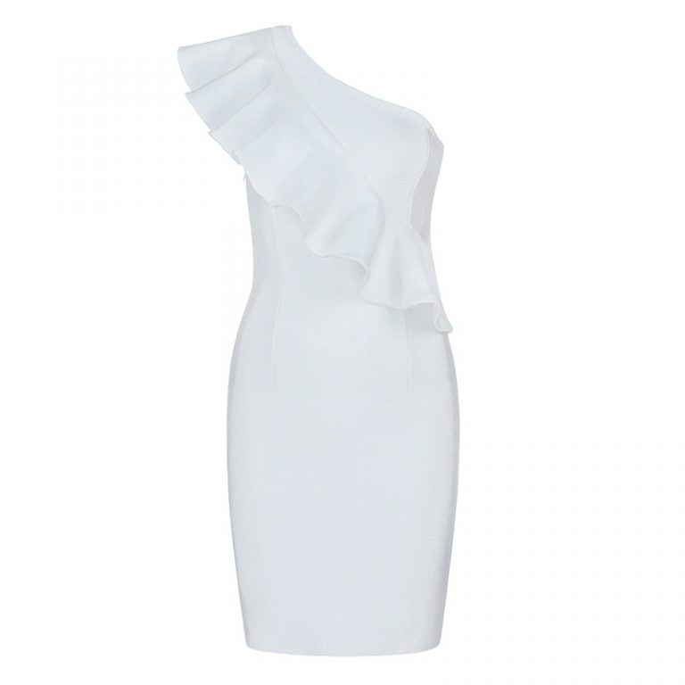 Women Bandage Sexy One Shoulder Evening Party Bodycon Club Dress - Image 4