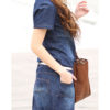 Women Belted Short Sleeve Denim Mini Dress - Image 3