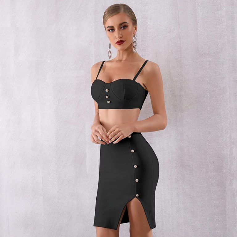 Women Bodycon Bandage Celebrity Two pieces Set Evening Party Dress - Image 5
