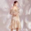 Women Bodycon Lace Sexy Long Sleeve Mermaid Evening Party  Celebrity Dress