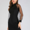 Women Bodycon Tulle Beaded Shaping Mini Dress