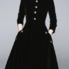 Women Buttons Stand Collar Three Quarter Sleeve Dress
