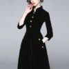 Women Buttons Stand Collar Three Quarter Sleeve Dress - Image 2