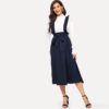 Women Classy Retro High Waist Flare Belted Skirt With Frilled Strap - Image 5