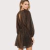 Women Cut Out Vintage Bishop Sleeve Transparent A Line Dress