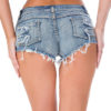 Women Cutout Side Frayed Edges Cutoff Denim Shorts - Image 4