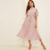 Women Dresses Stand Collar A Line Half Sleeve Dresses
