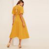Women Dresses Stand Collar A Line Half Sleeve Dresses - Image 9