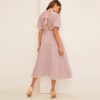 Women Dresses Stand Collar A Line Half Sleeve Dresses - Image 2