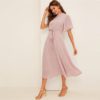 Women Dresses Stand Collar A Line Half Sleeve Dresses - Image 3