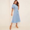 Women Dresses Stand Collar A Line Half Sleeve Dresses - Image 6