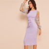 Women Elegant Casual Boat Neck Bishop Sleeve Pencil Dresses - Image 15