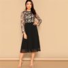 Women Elegant O-Neck Long Sleeve Floral Embroidered Long Dress