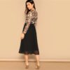 Women Elegant O-Neck Long Sleeve Floral Embroidered Long Dress - Image 3