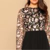 Women Elegant O-Neck Long Sleeve Floral Embroidered Long Dress - Image 5