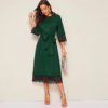 Women Elegant Solid Office Lady Straight Dresses