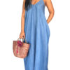 Women Faded Denim Maxi Dress