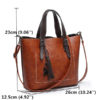 Women Faux Leather Solid Tassel Handbag Vintage Leisure Crossbody Bag - Image 10