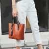 Women Faux Leather Solid Tassel Handbag Vintage Leisure Crossbody Bag - Image 2