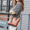 Women Faux Leather Solid Tassel Handbag Vintage Leisure Crossbody Bag - Image 4