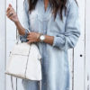 Women Frayed Hemline Distressed Denim Shirt Mini Dress