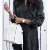 Women Frayed Hemline Distressed Denim Shirt Mini Dress - Image 2