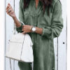 Women Frayed Hemline Distressed Denim Shirt Mini Dress - Image 3