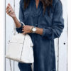 Women Frayed Hemline Distressed Denim Shirt Mini Dress - Image 4