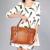 Women Genuine Leather Brush Vintage Tote Bag Handbag Crossbody Bag - Image 2