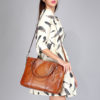 Women Genuine Leather Brush Vintage Tote Bag Handbag Crossbody Bag - Image 3