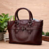 Women Genuine Leather Vintage Oil Wax Handbag Solid Leisure Shoulder Bag - Image 2