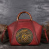 Women Genuine Leather Vintage Totem Designer Handbag Shoulder Bag
