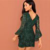 Women Going Out Flounce Sleeve Guipure Lace Sheer Bodycon Dress - Image 2