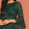 Women Going Out Flounce Sleeve Guipure Lace Sheer Bodycon Dress - Image 4