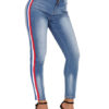 Women Jeans Stripes Distressed Denim Pants - Image 5
