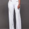 Women Long Pants Buttons High Elastic Waist Straight Leg Pants - Image 4