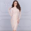 Women Long Sleeve Studded Button Bodycon Celebrity party Dress