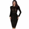 Women Long Sleeve Studded Button Bodycon Celebrity party Dress - Image 7