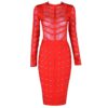 Women Long Sleeve Studded Button Bodycon Celebrity party Dress - Image 8