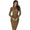 Women Long Sleeve Studded Button Bodycon Celebrity party Dress - Image 9