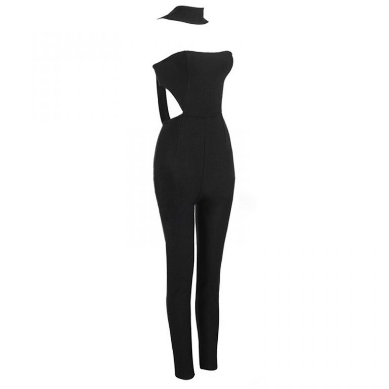 Women New Long Bodycon Sexy Club Runway Bandage Jumpsuit - Image 4